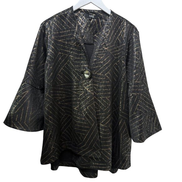 LIOR Paris Jacket Size Large Womens Modern Artsy Black Tan Geo Print - Picture 9 of 12